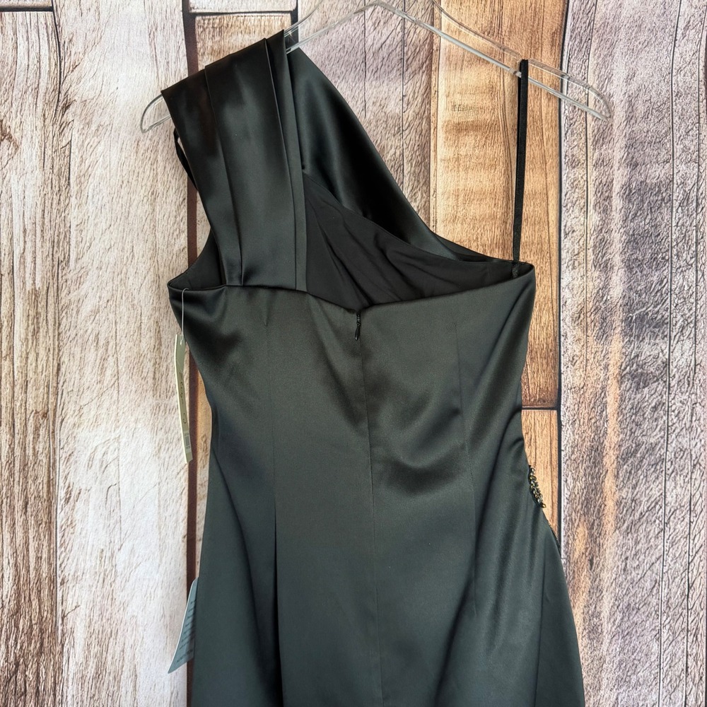 Eliza J One Shoulder Cocktail Dress Black Elegant Evening Formal Chic Size 4 NWT - Picture 5 of 10